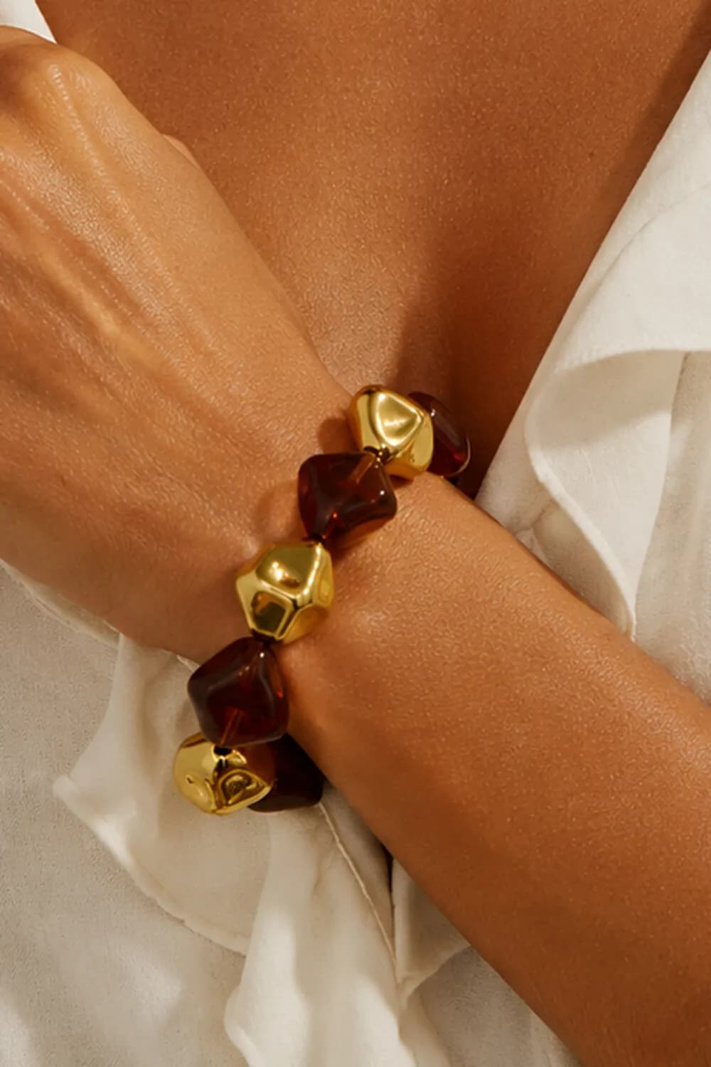 Casual Irregular Geometric Beaded Bracelet Necklace Bracelet Coffee