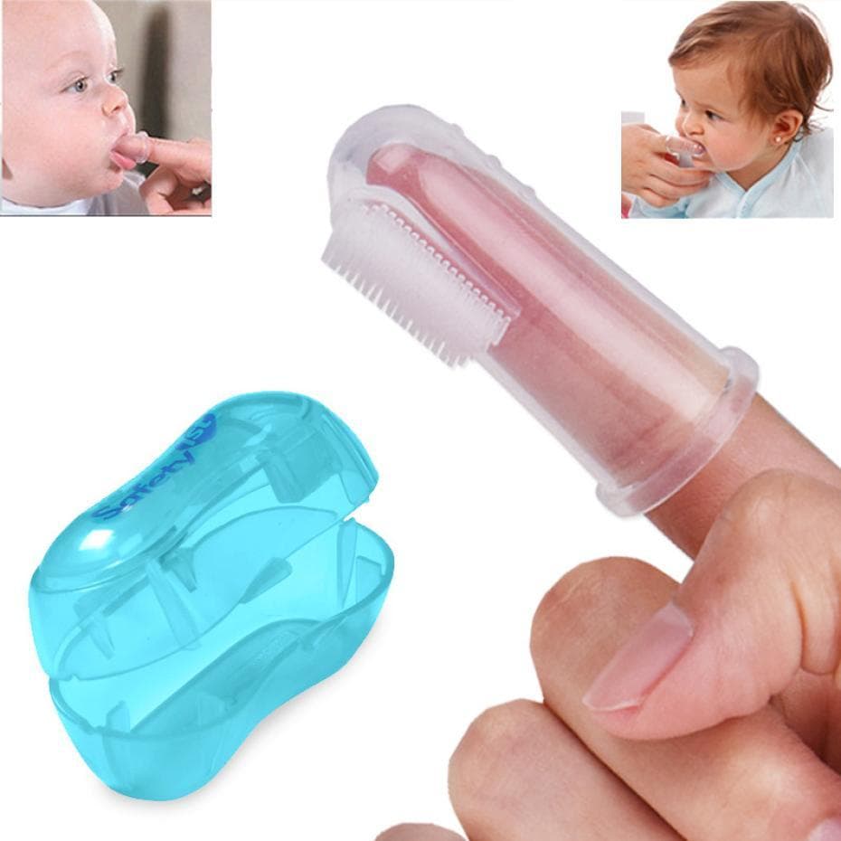 Soft Safe Silicone Baby Finger Toothbrush Children Baby Training Teether Teething Newborn Brush Tool white