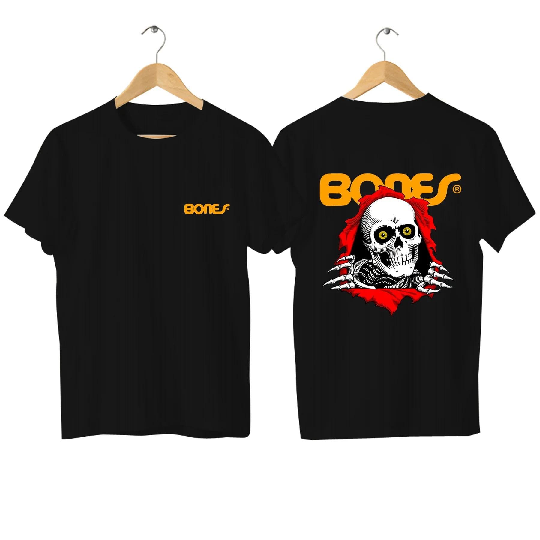Pown-Peralta Bones Men's Casual High Quality T-Shirt Summer Street Comfort Breathable Top Plus Size Black Skateboard Clothing cm
