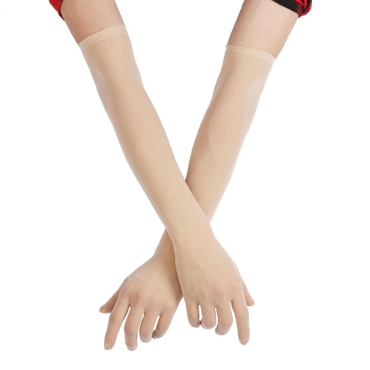Sexy Women Smooth Sheer Seamless Long Gloves Mittens Sun Protection Bride Glove See Through Gloves grey