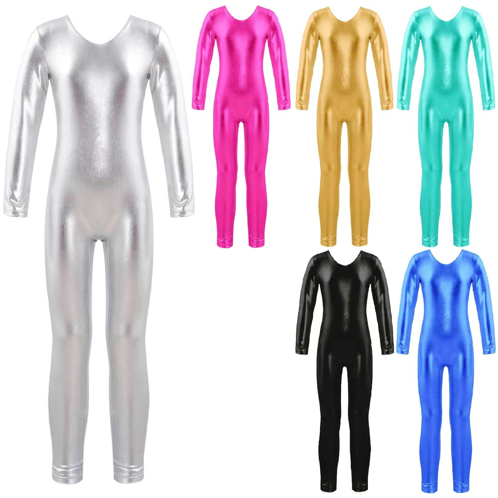 Kids Girls Leotards Dancewear Long Sleeves Ballet Dance Gymnastics Leotard Jumpsuit Unitard For Performance Workout Costume cm royal blue