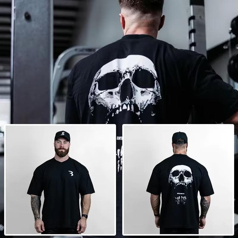 2025 High-quality New Gym Fitness T-shirt Loose Oversized Cotton Men's Short Sleeved Fitness T-shirt Summer Training Jogging Top cm