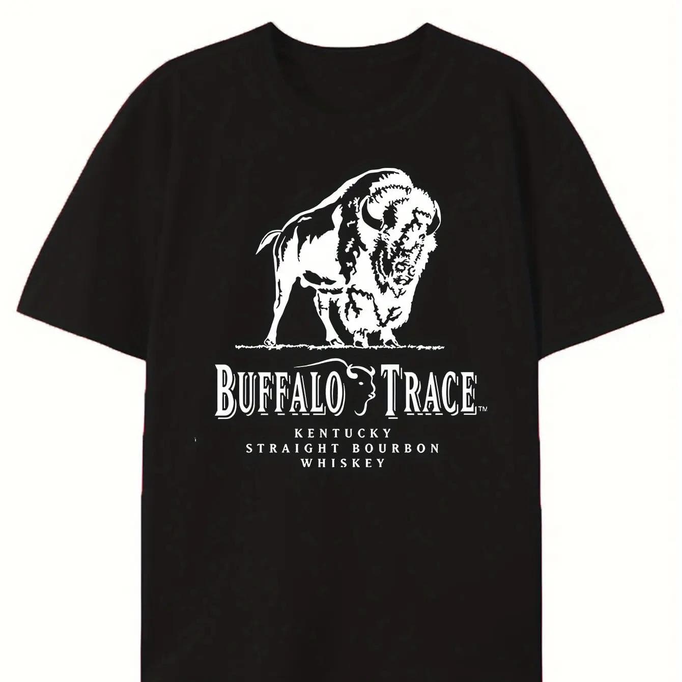 Buffalo Trace Bourbon Whiskey Men's T-Shirt Black Casual Short Sleeve Round Neck Soft Cotton Relaxed Fit Perfect for Summer Fall cm