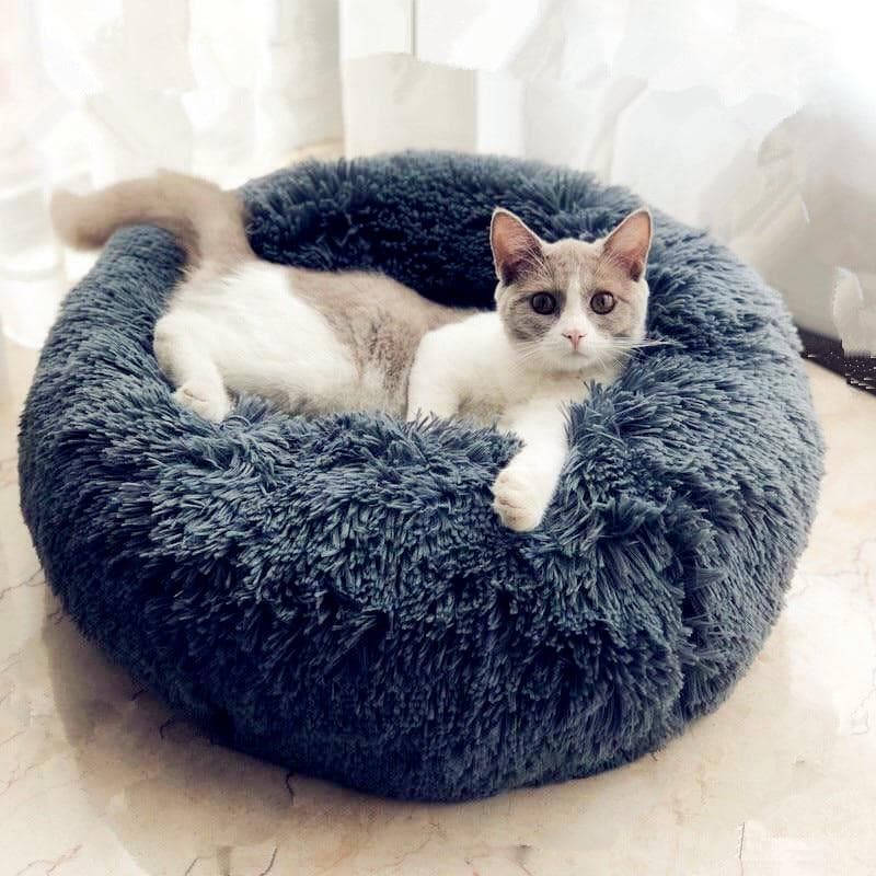 Round Cat Bed House Soft Long Plush Best Pet Dog Bed For Dogs Basket Pet Products Cushion Cat Pet Bed Mat Cat House Animals Sofa purple