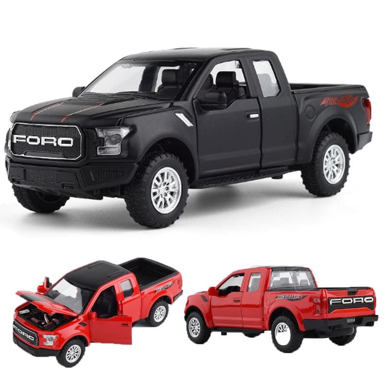 1/32 F150 Alloy Car Model Simulation Raptor Pickup Car Sound and Light Door red