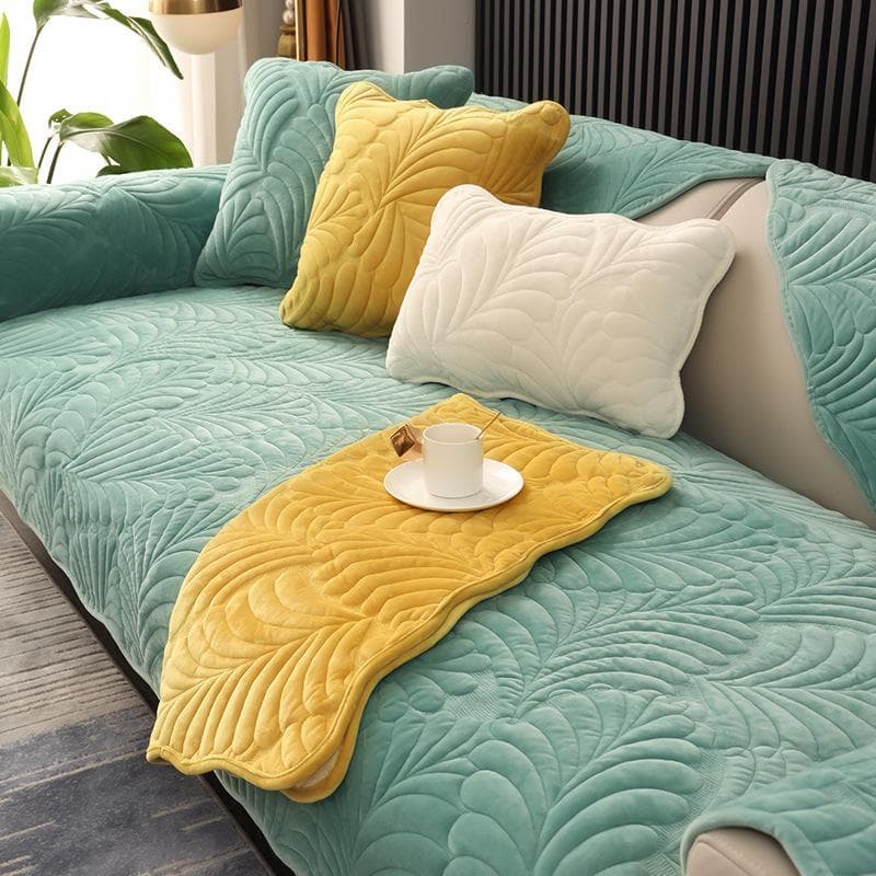 Universal Sofa Covers  Non-slip Sofa Cover Plush Corner Couch Covers for Living Room yellow