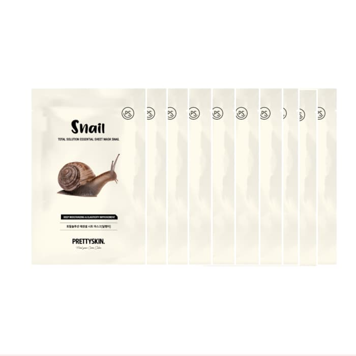 PRETTYSKIN - Total Solution Essential Sheet Mask - Snail (10ea) Set