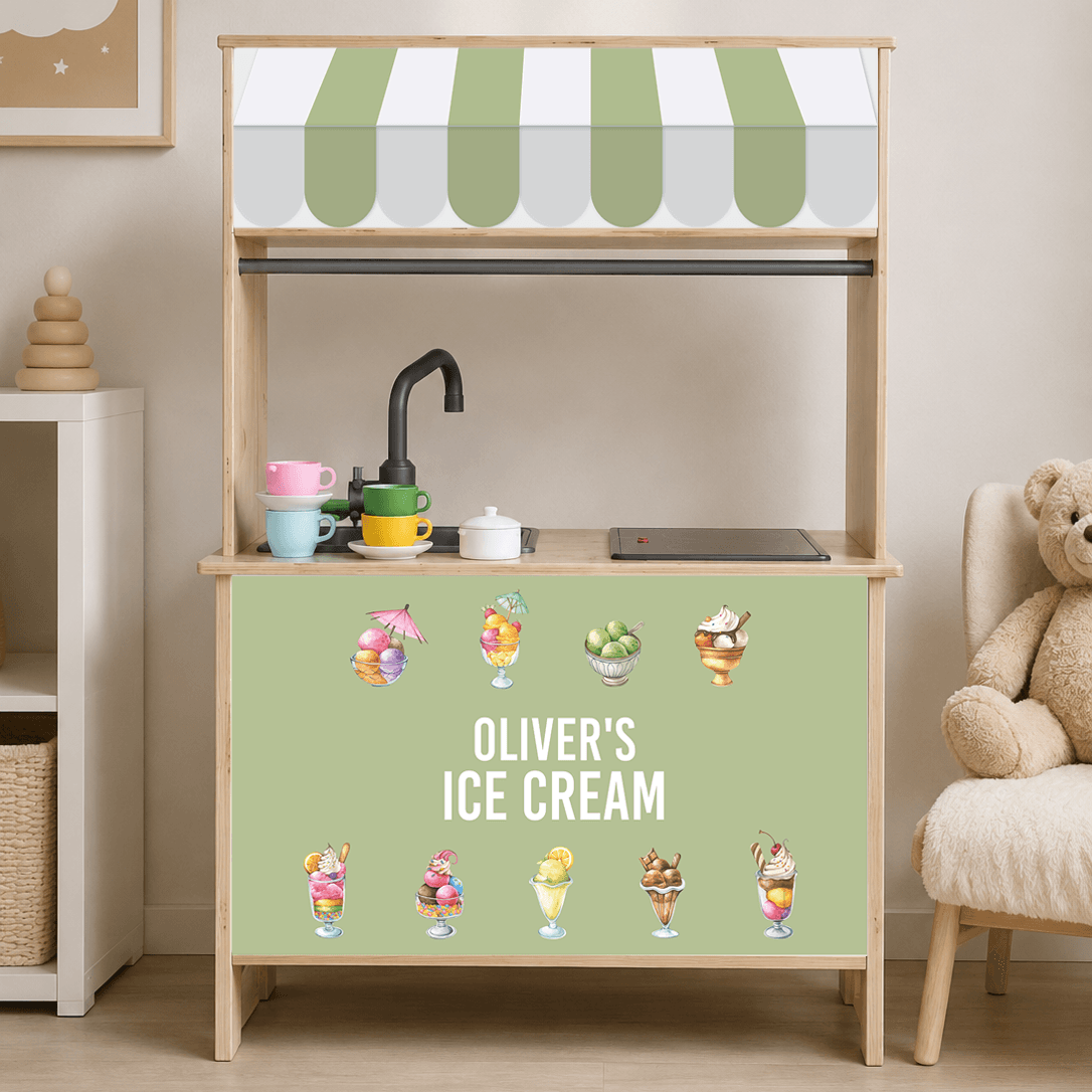 Self-adhesive decals for Ikea Duktig – personal stickers for play kitchens – Icecream