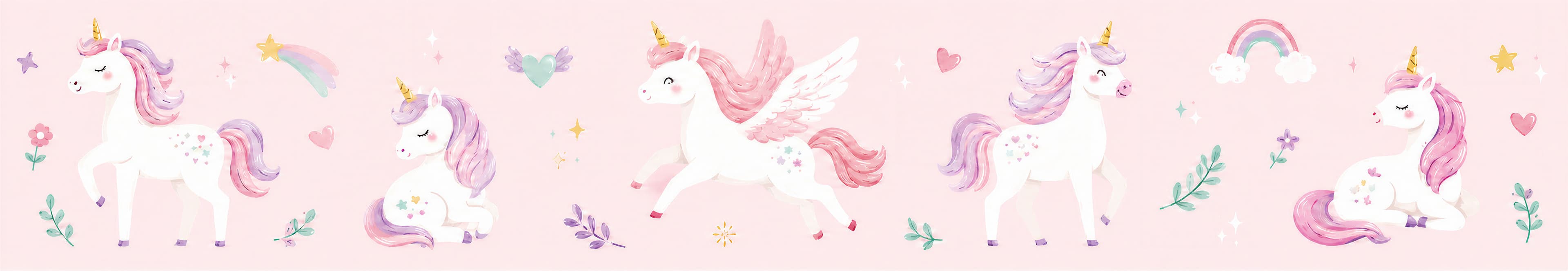 Wall Sticker - Unicorn and Pegasus - White Vinyl