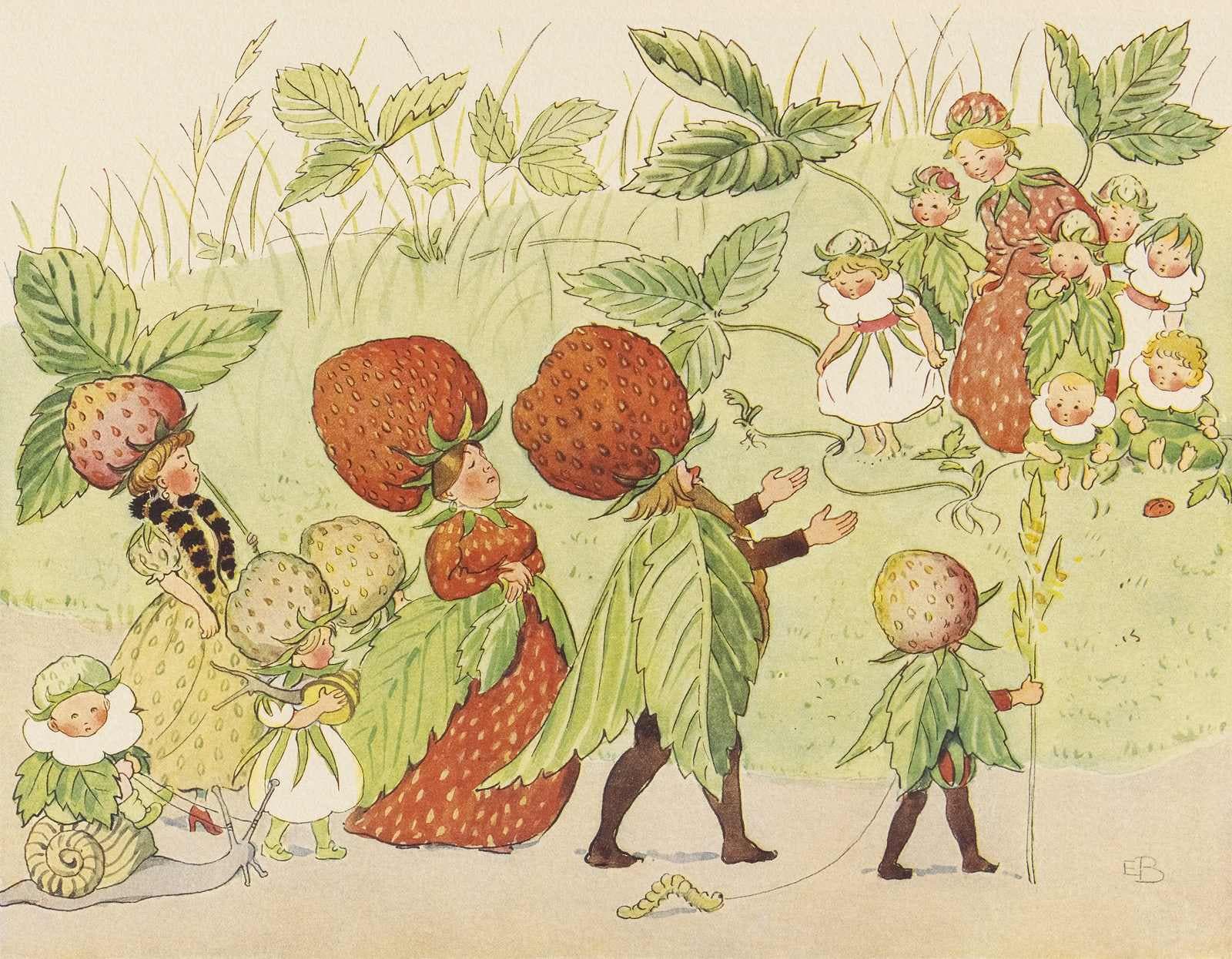Poster - Strawberry Children by Elsa Beskow