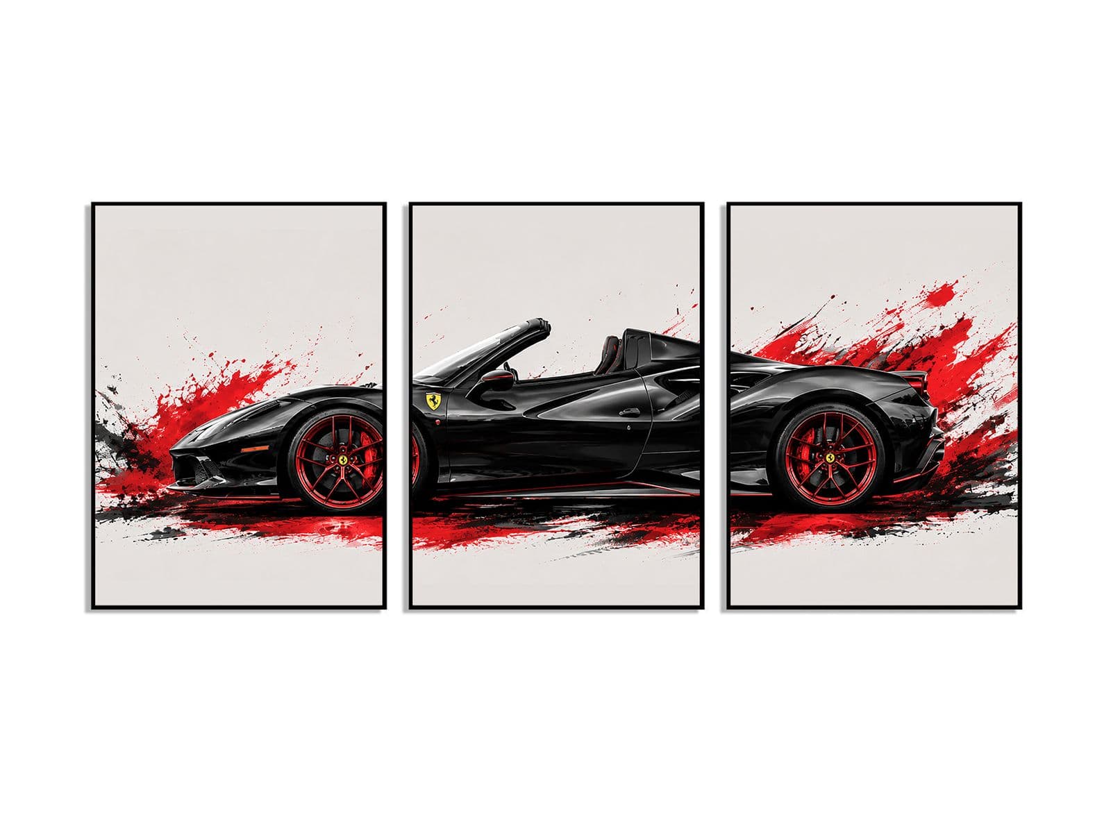 Poster - Red Splash Car - Set of 3
