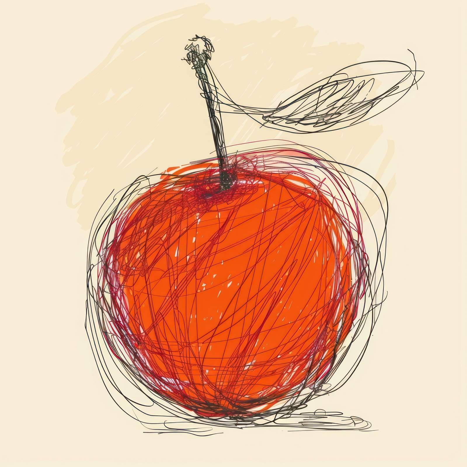 Poster - Sketch of Red Apple