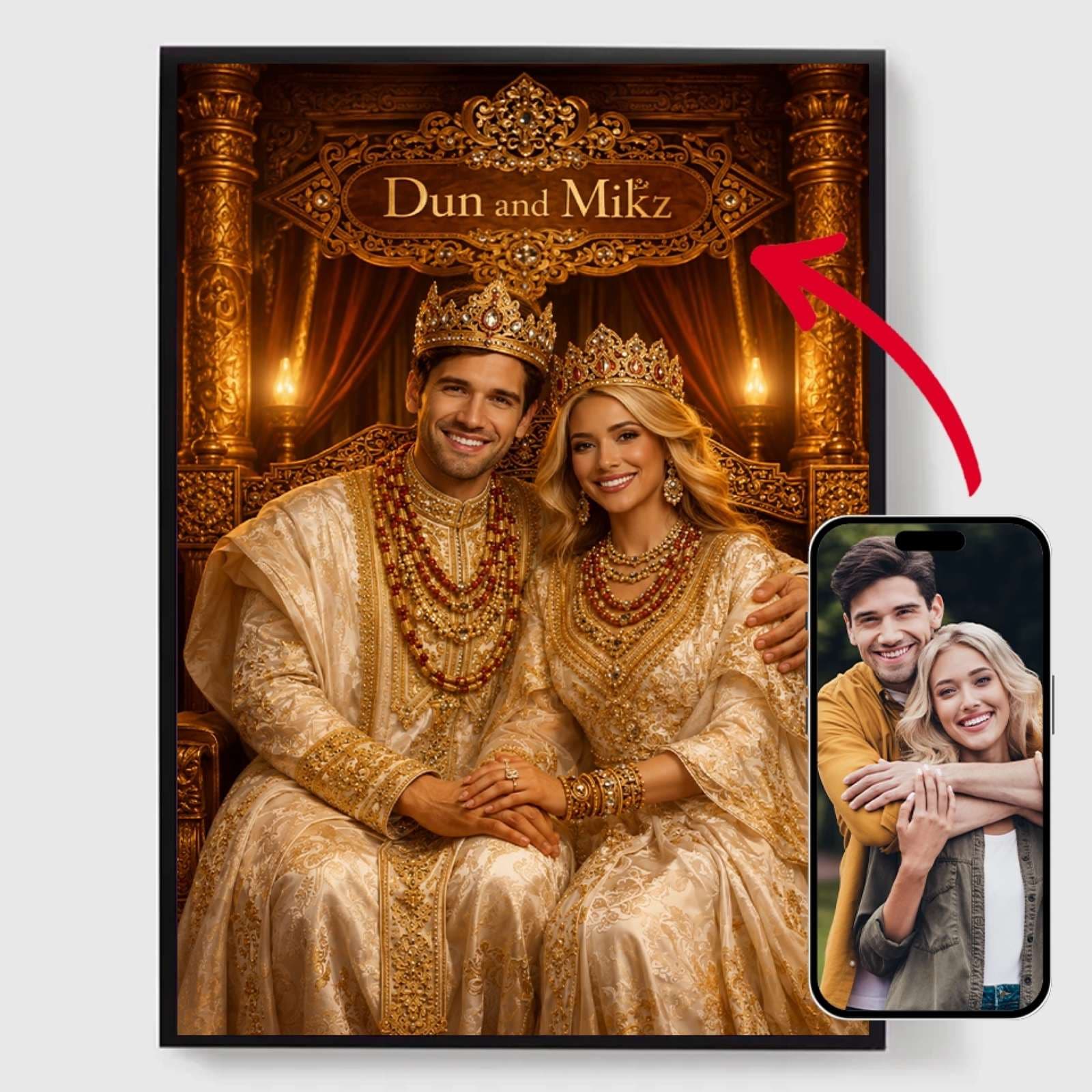 King & Queen Festive Royal Portrait - AI Poster