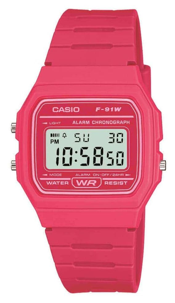 Casio Vintage F-91W (35.2mm) Digital Dial / Pink Resin F- Watch