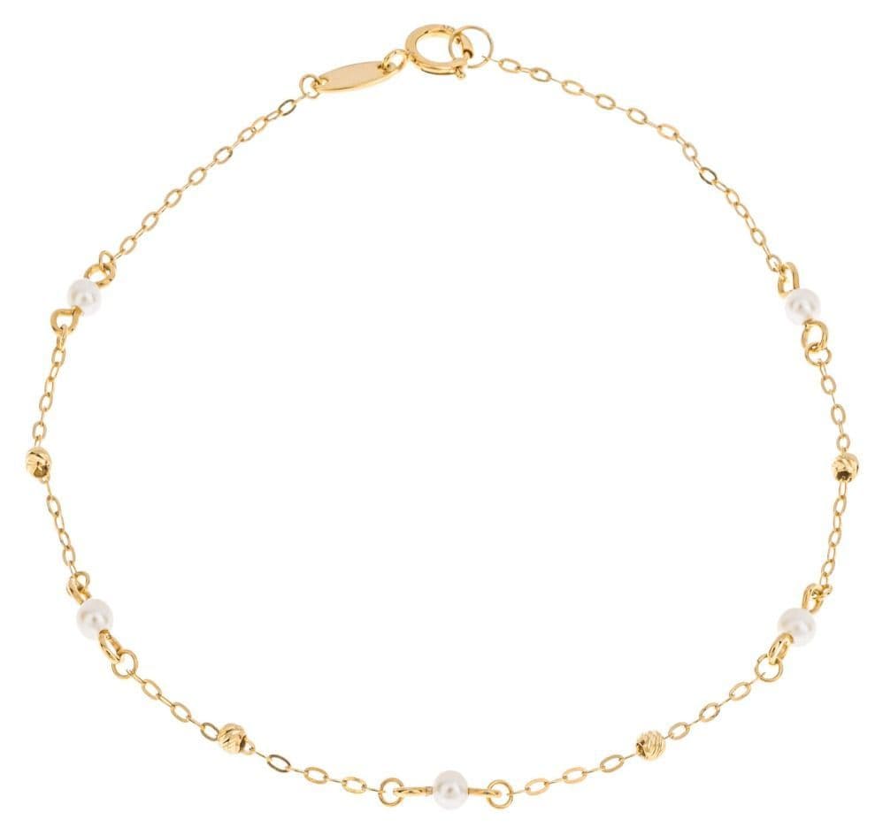Elements Gold 9ct Yellow Gold Mini Pearl And Ball Bead Jewellery