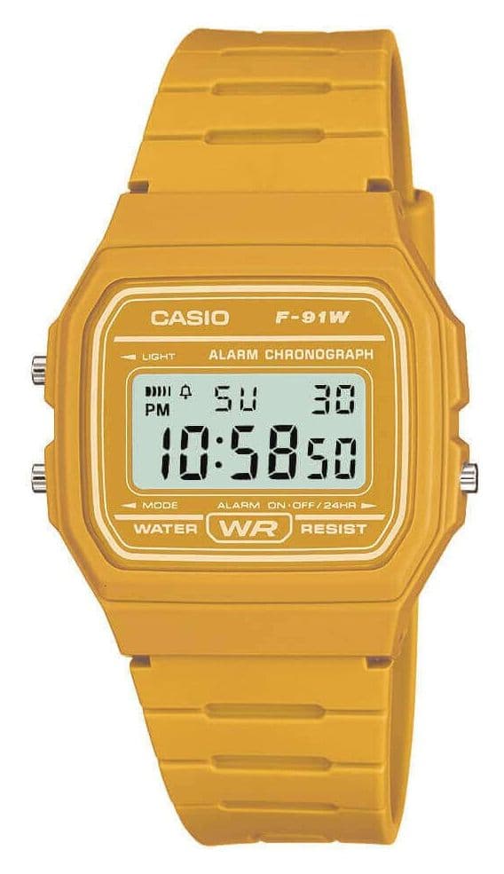 Casio Vintage F-91W (35.2mm) Digital Dial / Mustard Yellow Watch