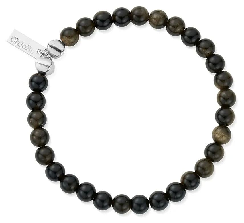 ChloBo MAN Golden Obsidian Bead Bracelet - 925 Sterling Jewellery