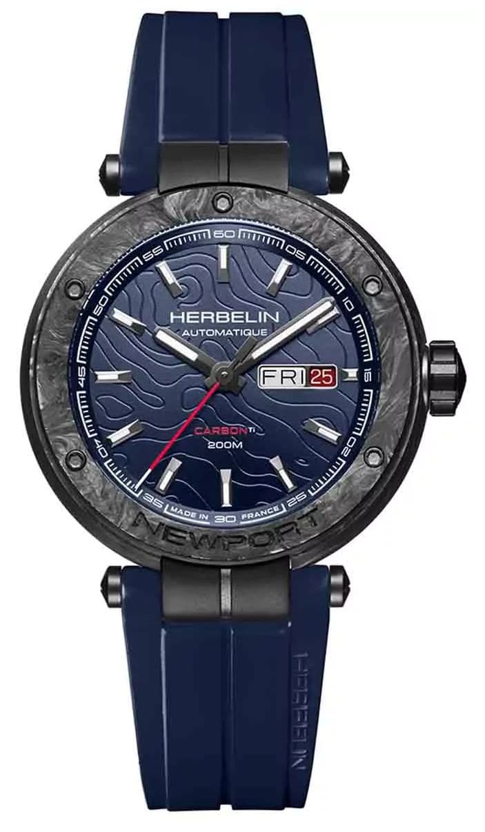 Herbelin Newport Carbon Titanium Automatic (43mm) Blue Dial Watch