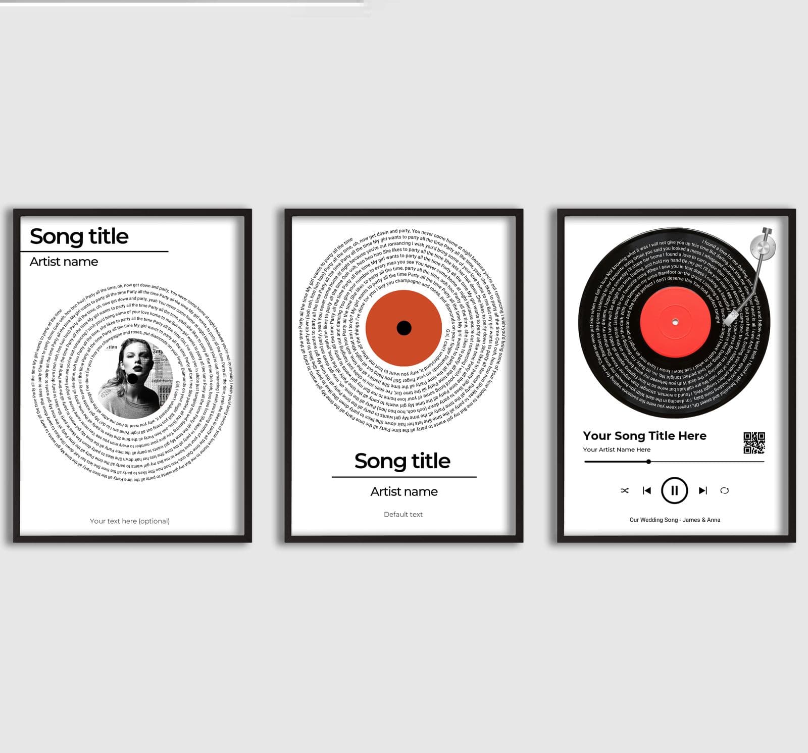 Personalised Poster - Lyrics Poster - Set of 3
