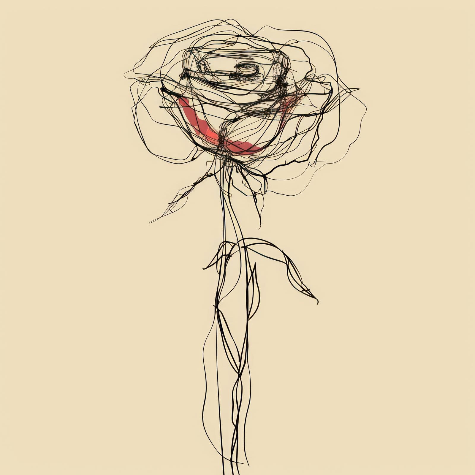 Poster - Abstract Rose Sketch