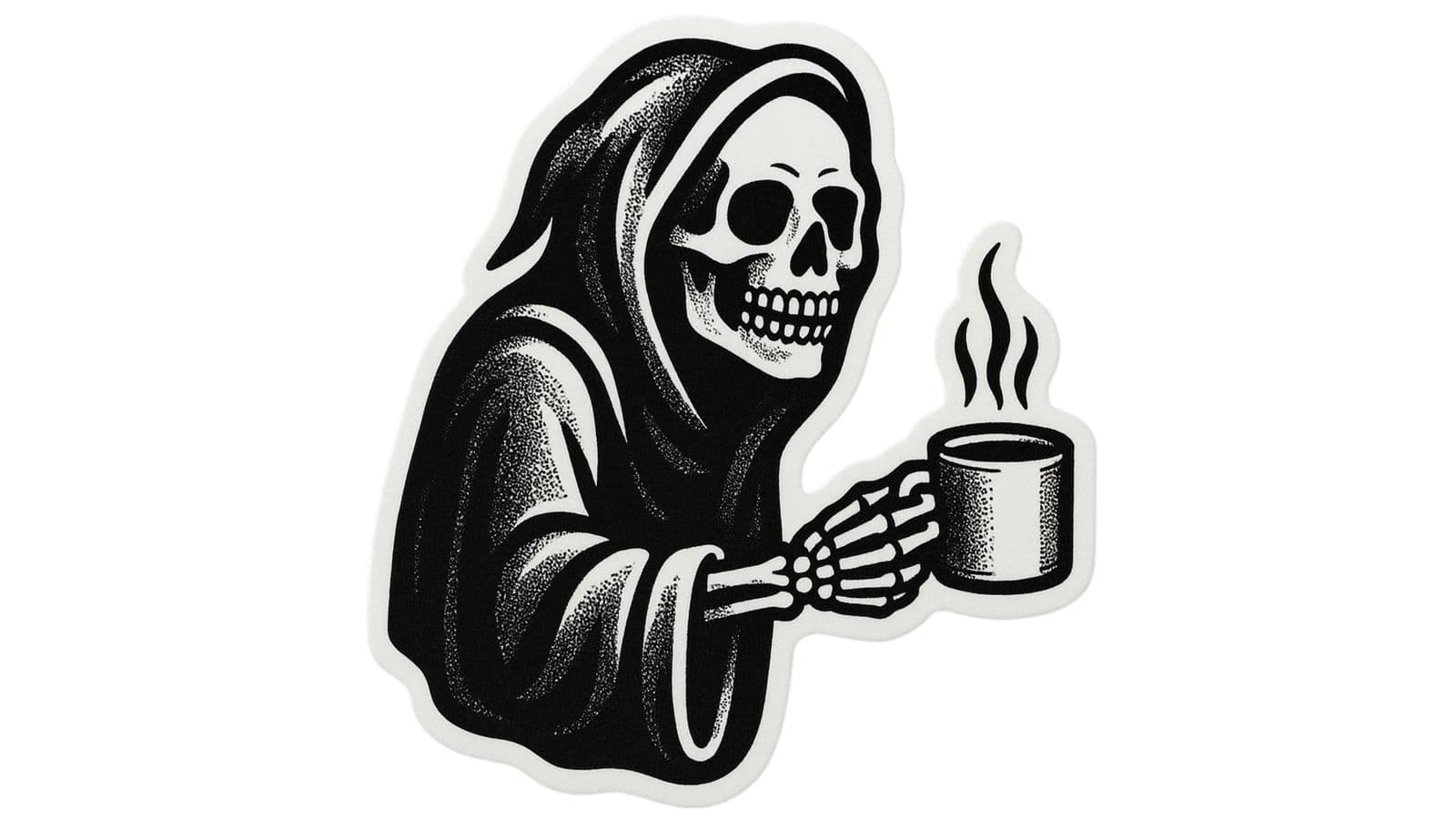 Sticker - Grim Reaper with Coffee - 4 Stickers