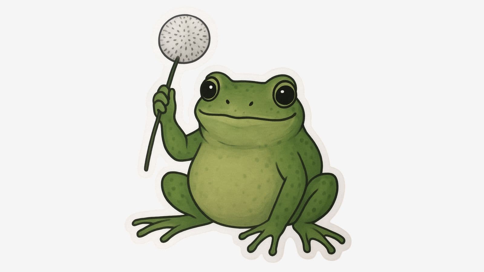 Sticker - Frog with Dandelion - 4 Stickers