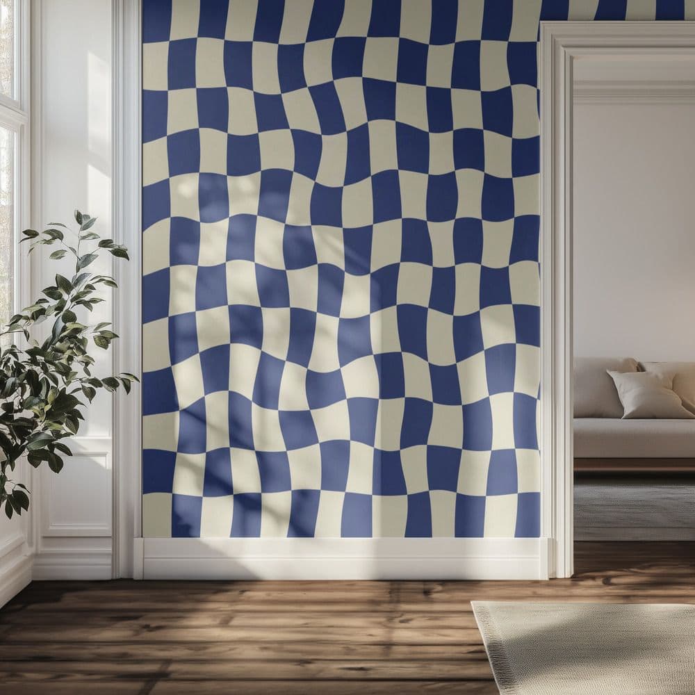 Wall Paper - Blue Check Pattern