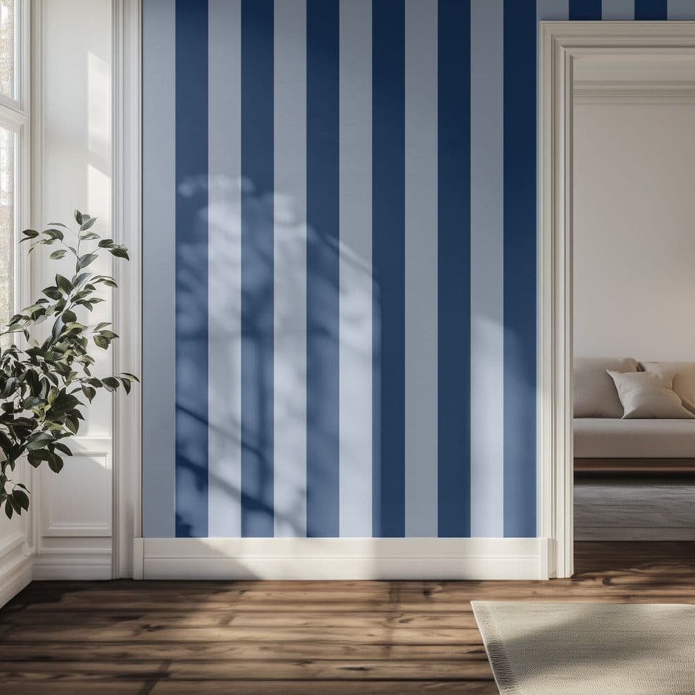 Wall Paper - Blue Vertical Stripes